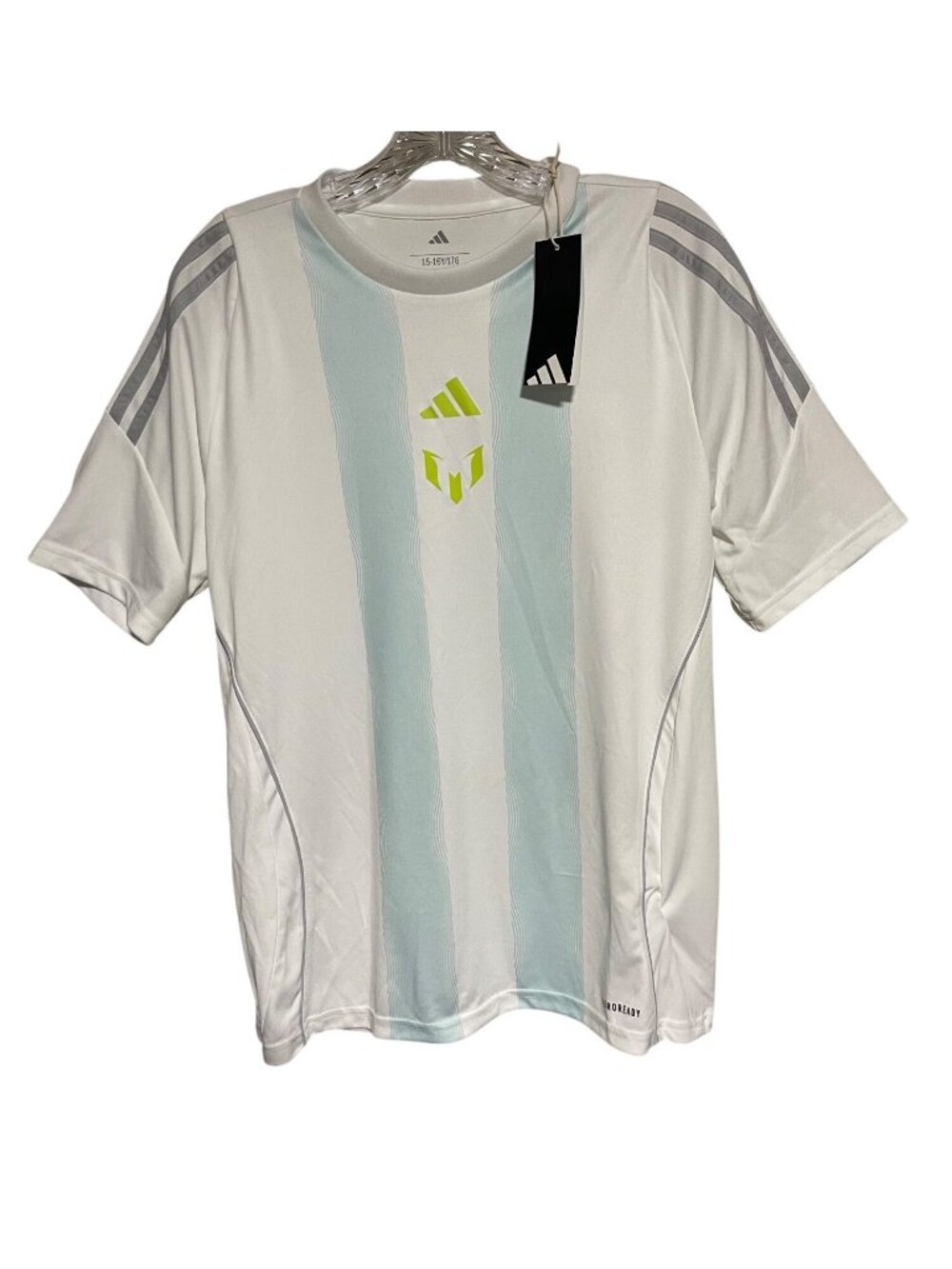 Adidas Messi Kids Training Jersey XL 15/16 White & Almost Blue Soccer Shirt